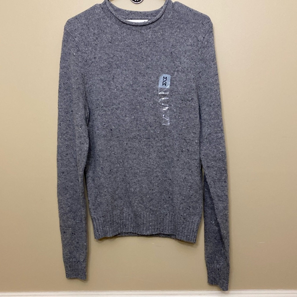 NWOT Natural Weave Blk/grey Heather Sweater. Banded Hem & Cuffs Rolled N…